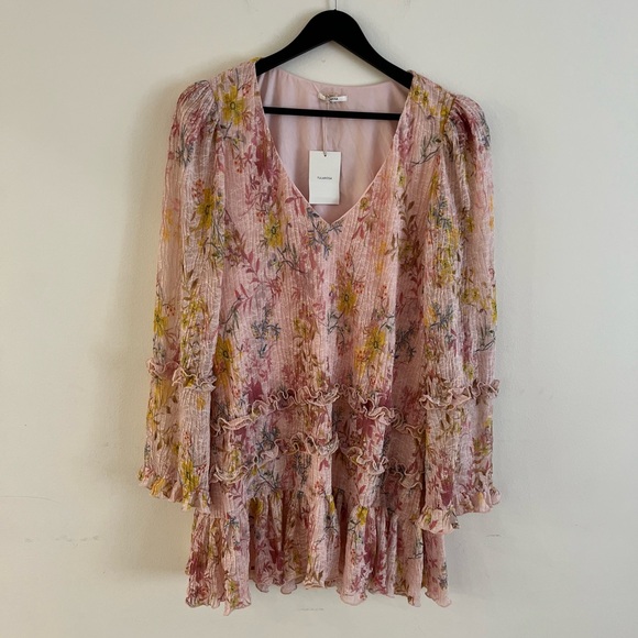 Tularosa Pink Floral Ruffle Blouse M - Picture 3 of 5